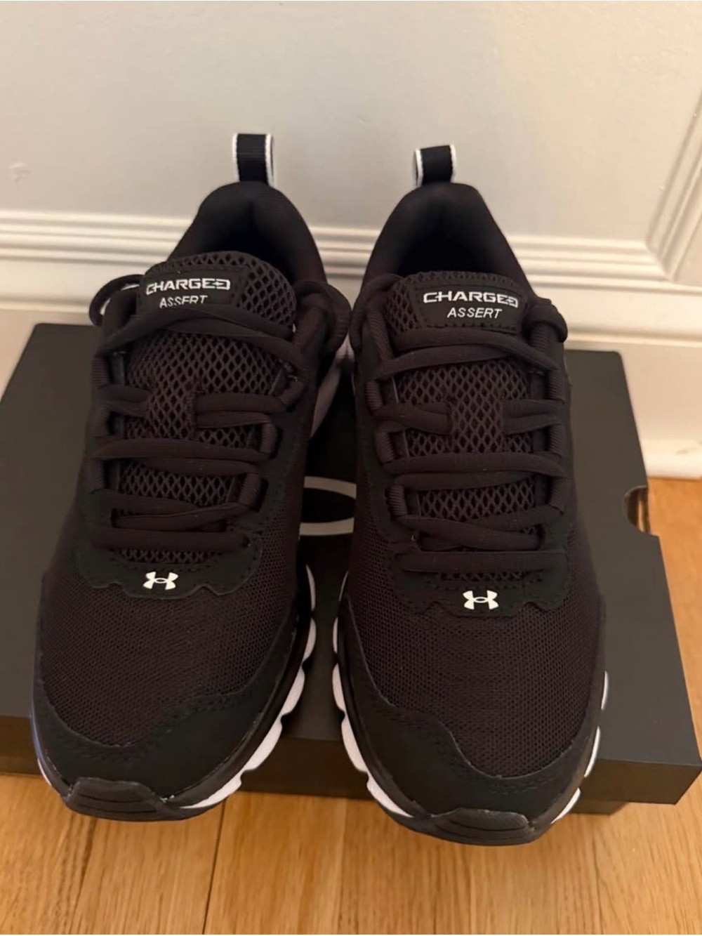 Under Armour Charged Assert Men's Athletic Shoes - Black with White Accents